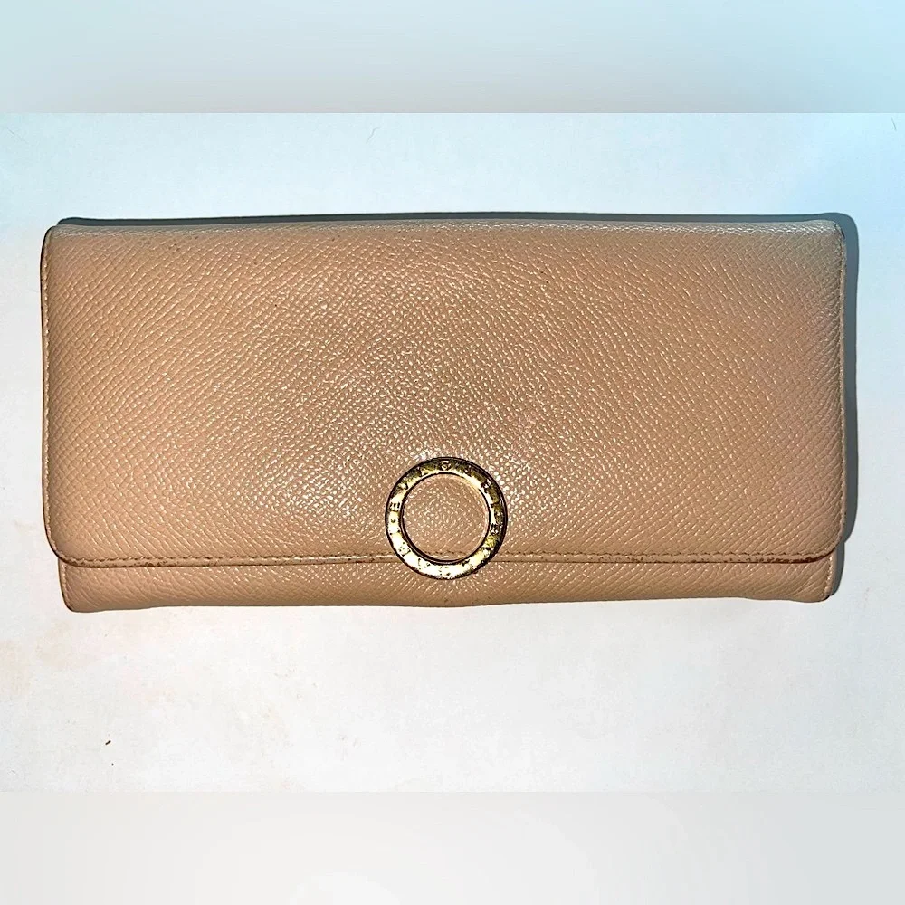 Bvlgari Bulgari Long Leather Wallet With Chain Beige/Cream/Tan B.zero1 Ring Red